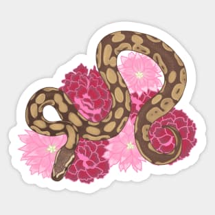 Ball Python with Carnations Sticker